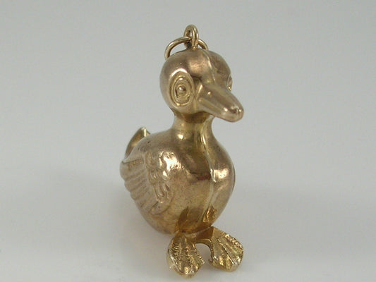 Vintage 3D 9ct Gold Duck Charm    H/MK 1971