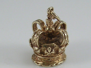 Vintage 3D 9ct Gold Royal Crown Charm Pendant H/MK 1973