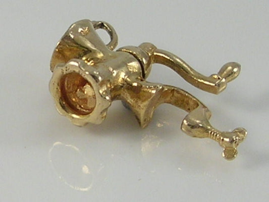 Vintage 3D 9ct Gold Movable Meat Mincer Grinder Charm  H/MK 1969