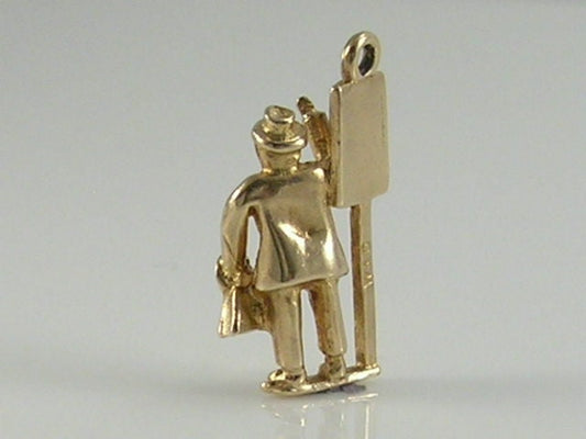 Vintage 3D 9ct Gold Tic Tac Betting Bookie Man Charm Pendant H/MK