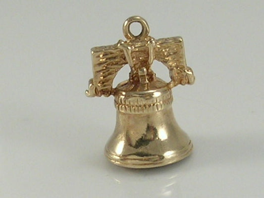Vintage 3D 9ct Gold Liberty Bell Charm. H/MK 1966   Movable Clapper