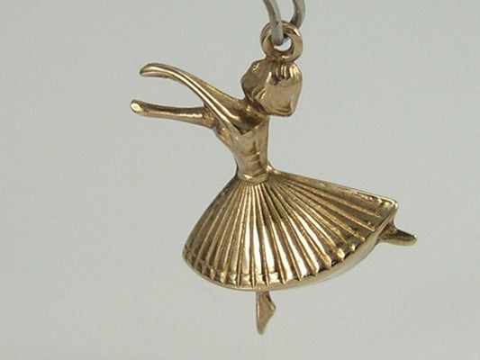 Vintage 3D 9ct Gold Ballerina Dancer Charm H/MK 1977   FM