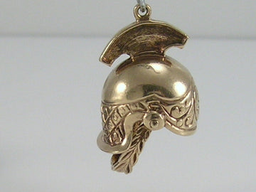 Vintage 3D 9ct Gold Movable Centurion Roman Helmet Charm Pendant  H/MK 1968 RP