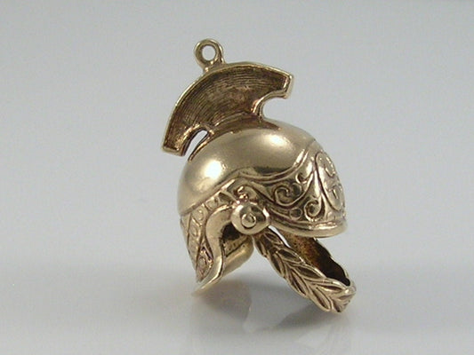 Vintage 3D 9ct Gold Movable Centurion Roman Helmet Charm Pendant  H/MK 1968 RP
