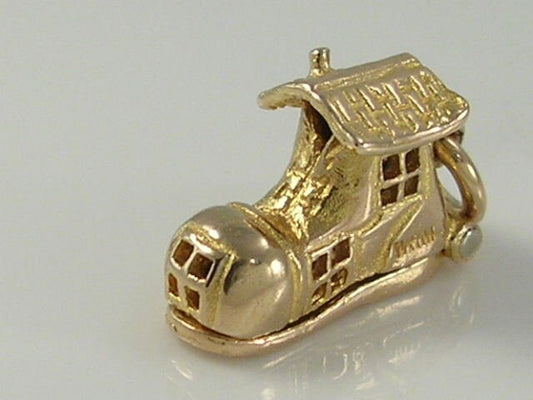 Vintage 3D 9ct Gold Old Woman In Shoe Charm H/MK 1961