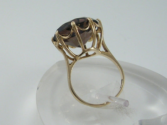 Gorgeous Vintage 9ct Gold Smoky Quartz Ring  H/MK 1973