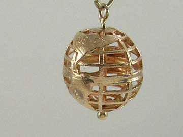 Vintage 3D 9ct Gold World Globe Map Travel Charm Pendant. H/MK