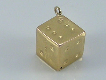 Vintage 3D 9ct Gold Lucky Dice Charm Pendant  H/MK 1971   GJLd