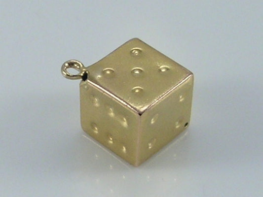 Vintage 3D 9ct Gold Lucky Dice Charm Pendant  H/MK 1971   GJLd