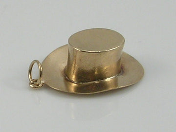 Vintage 3D 9ct Gold Top Hat Charm Pendant H/MK 1964