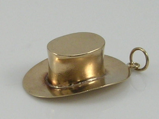 Vintage 3D 9ct Gold Top Hat Charm Pendant H/MK 1964
