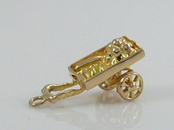 Vintage 3D 9ct Gold Movable Fruit & Vegetables Barrow Charm Pendant H/MK 1963