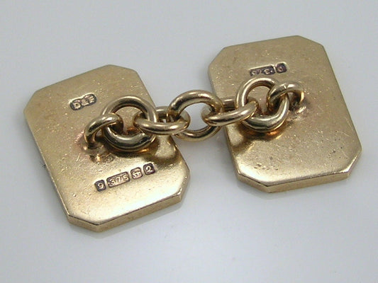 Vintage Etched Design 9ct Gold Cufflinks. H/MK 1965  10.8g