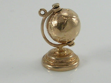 Vintage 3D 9ct Gold World Globe Map Travel Charm Pendant 6g  H/MK 1963