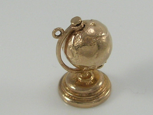 Vintage 3D 9ct Gold World Globe Map Travel Charm Pendant 6g  H/MK 1963