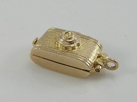Vintage 3D 9ct Gold Nuvo Camera and Bird Charm  H/MK 1961