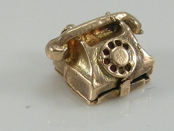 Vintage 3D 9ct Gold Nuvo Telephone Charm H/MK 1965