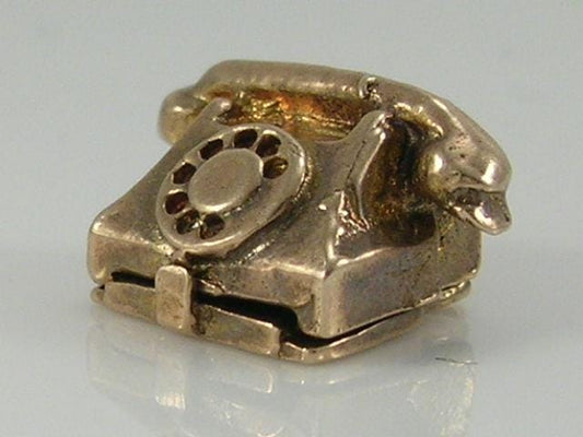 Vintage 3D 9ct Gold Nuvo Telephone Charm H/MK 1965