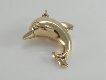 Vintage 3D Large Size 9ct Gold Dolphin Pendant
