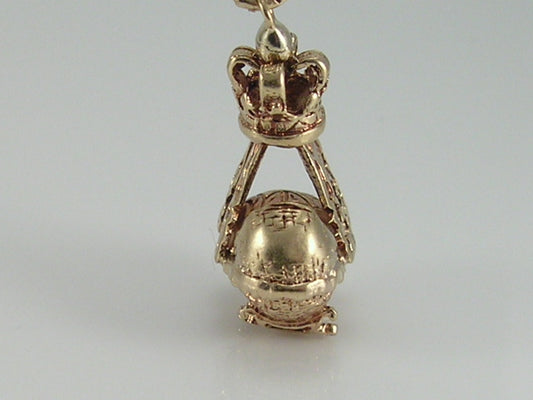 Vintage 3D 9ct Gold Baby In Royal Crown Basket Crib Charm H/MK 1973