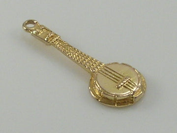 Vintage 3D 9ct Gold Banjo Charm H/MK 1958