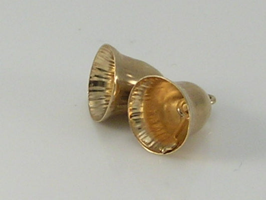 Vintage 3D 9ct Gold Pair of Bell Charms Pendant H/MK 1972