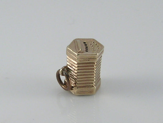 Vintage 3D 9ct Gold Accordion Squeeze Box Charm Pendant
