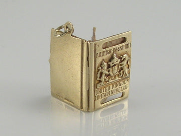 Vintage 3D 9ct Gold British Passport Charm H/MK 1965