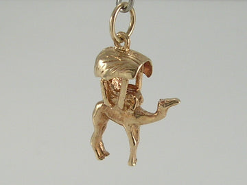 Vintage 9ct Gold Man Riding Camel In Sedan Chair Charm Pendant  H/MK 1969