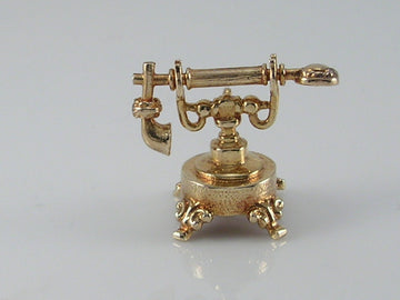 Vintage 3D 9ct Gold Nuvo Telephone Charm H/MK 1972