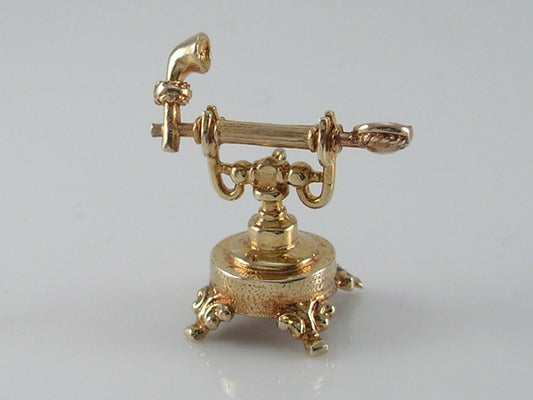 Vintage 3D 9ct Gold Nuvo Telephone Charm H/MK 1972