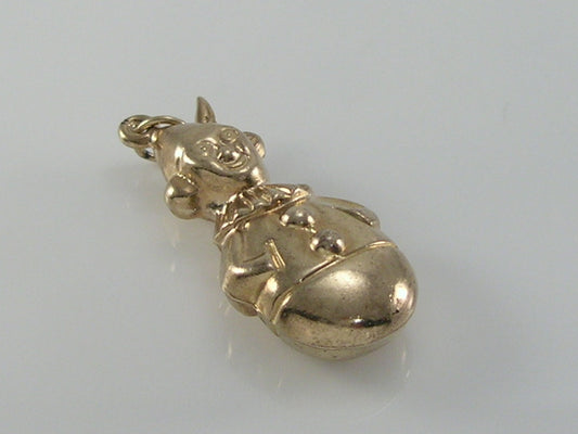 Vintage 3D 9ct Gold Clown Pendant H/MK 1964