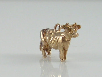 Vintage 3D 9ct Gold Dairy Cow Charm H/MK 1962