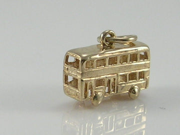 Vintage 3D 9ct Gold Double Decker Bus Charm H/MK