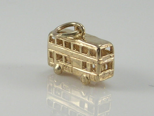 Vintage 3D 9ct Gold Double Decker Bus Charm H/MK