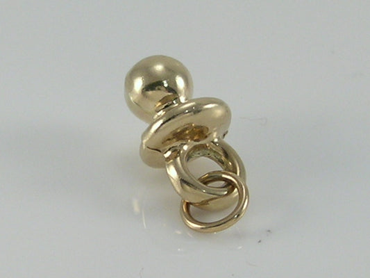 Vintage 3D 9ct Gold Baby Dummy/Pacifier Charm Pendant