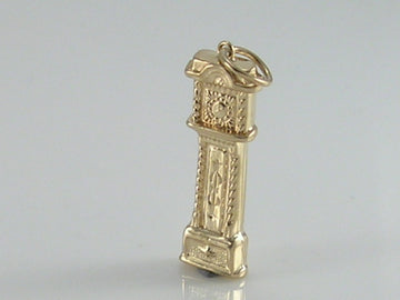 Vintage 3D 9ct Gold Grandfather clock Charm Pendant H/MK 1970  WHC