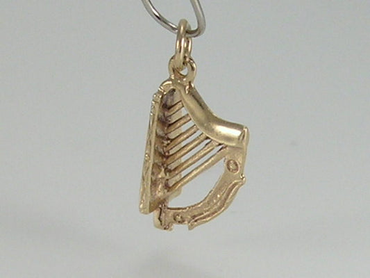 Vintage 9ct Gold Irish Celtic Design Harp Charm Pendant H/MK Dublin 1969