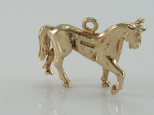 Vintage 3D 9ct Gold Horse Charm  H/MK 1978