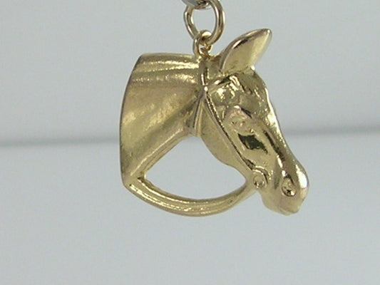Vintage 3D 9ct Gold Horse Head Charm Pendant H/MK 1964