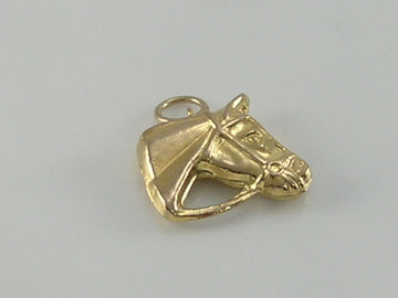 Vintage 3D 9ct Gold Horse Head Charm Pendant H/MK 1980