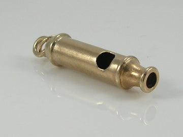 Vintage  9ct Gold Working Whistle Charm Pendant H/MK 1969