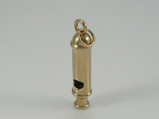 Vintage  9ct Gold Working Whistle Charm Pendant H/MK 1969