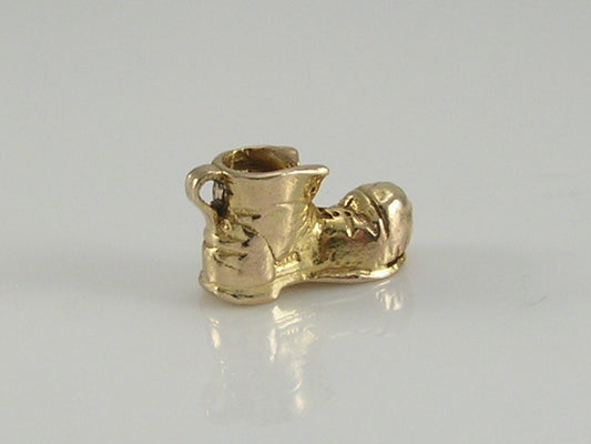 Vintage 3D 9ct Gold Old Boot Charm H/MK 1953