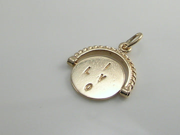 Vintage 9ct Gold I Love You Spinner Charm Pendant H/MK 1975