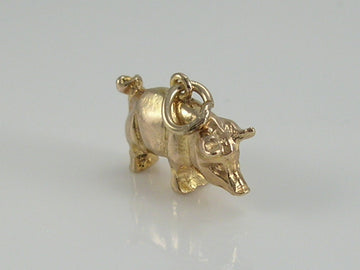 Vintage 3D 9ct Gold Pig Charm H/Mk 1969