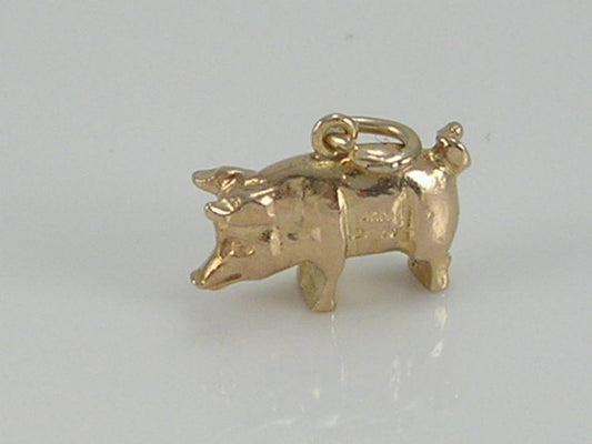 Vintage 3D 9ct Gold Pig Charm H/Mk 1969