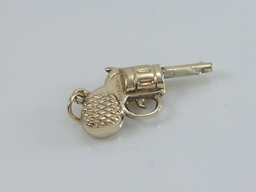 Vintage 3D 9ct Gold Pistol Gun Revolver Charm Pendant H/MK 1972