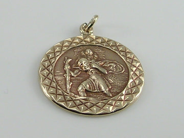 Vintage 9ct Gold St Christopher Charm Pendant H/MK 1971