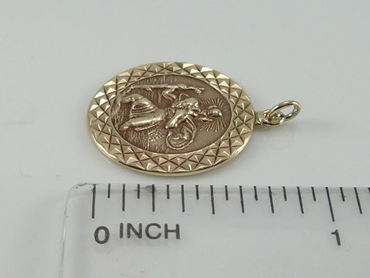 Vintage 9ct Gold St Christopher Charm Pendant H/MK 1971